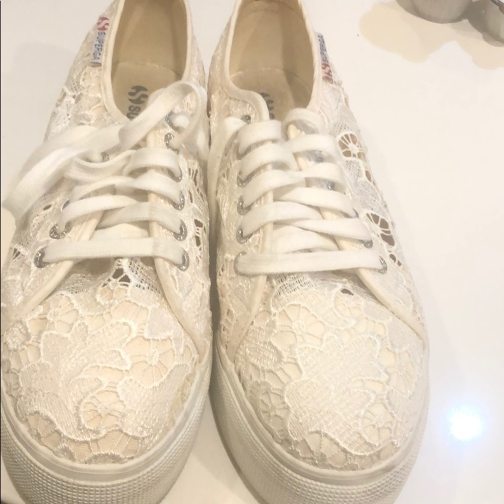 Superga white lace sneaker